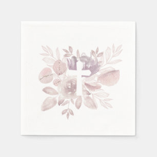 Paarse Mauve Aquarel Bloemkruis  Servet