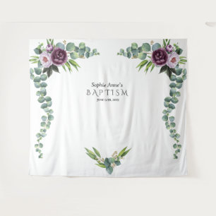 Paarse Mauve Bloemen Eucalyptus Doop Prop Wandkleed