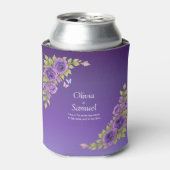 Paarse Mauve Bloemen & Witte Bruiloft Blikjeskoeler (Blikje Voorkant)