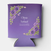 Paarse Mauve Bloemen & Witte Bruiloft Blikjeskoeler (Voorkant)