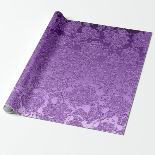 Paarse Mauve Color Floral Print Succulent Pattern Cadeaupapier (Uitgerold)