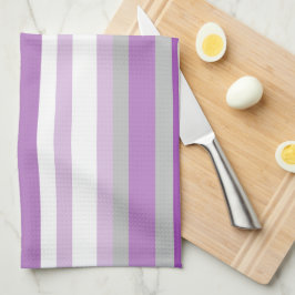 Paarse Mauve en White Theedoek