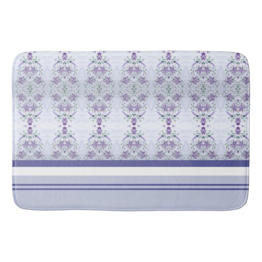 Paarse Mauve en wit met grijs Badmat (Voorkant)