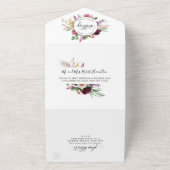 Paarse Mauve Floral Weddenschap van RSVP All In One Uitnodiging (Buitenkant)