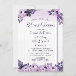 Paarse Mauve Floral Wedding Rehearsal Dinner Kaart
