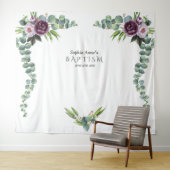 Paarse mauve Flowers Eucalyptus Baptisme Prop. Wandkleed (In Situ (horizontaal))