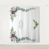 Paarse mauve Flowers Eucalyptus Baptisme Prop. Wandkleed (Voorkant)