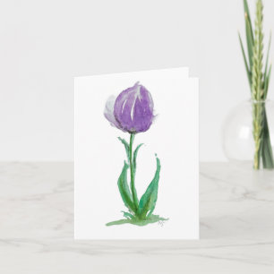 Paarse mauve & groene tulp - gevouwen lege kaart