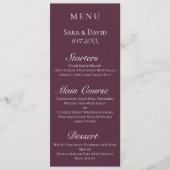 Paarse Mauve Modern Dark Wedding Menu Kaart (Voorkant)