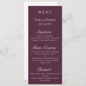 Paarse Mauve Modern Dark Wedding Menu Kaart (Voorkant / Achterkant)