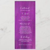 Paarse mauve modern geklasseerd huwelijksmenu menu (Achterkant)