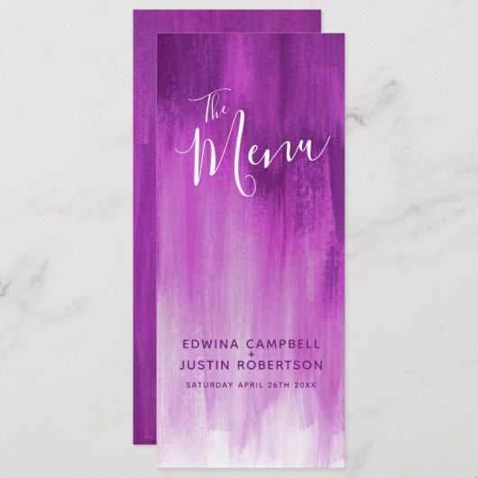 Paarse mauve modern geklasseerd huwelijksmenu menu (Voorkant / Achterkant)