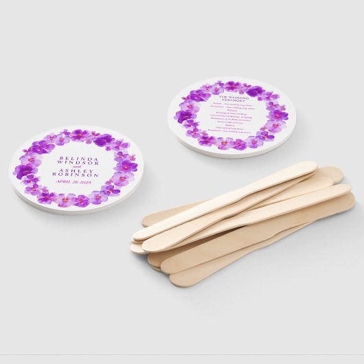 Paarse mauve pansy waterverf bruiloft programma fa handwaaier (Niet-gemonteerd)