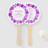 Paarse mauve pansy waterverf bruiloft programma fa handwaaier (Voorkant en achterkant)