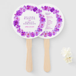 Paarse mauve pansy waterverf bruiloft programma fa handwaaier
