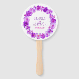 Paarse mauve pansy waterverf bruiloft programma fa handwaaier