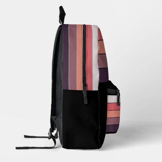Paarse Mauve Perzik Sinaasappel Koraal Rood Zwart Bedrukte Rugzak (Links)