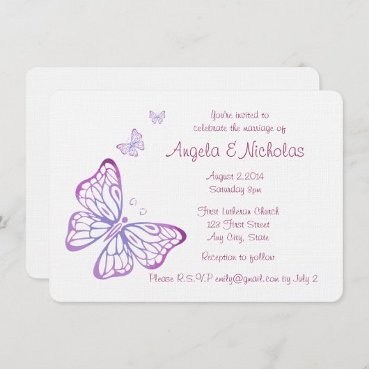 Paarse Mauve Pink Classy Garden Butterfly Kaart (Voorkant / Achterkant)