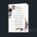 Paarse Mauve Pink Floral 80th Birthday Folded<br><div class="desc">Elegant en chic DIY 80ste verjaardag sjabloon. Diep plum paars en lichter maken roze rozen creëer een prachtige florale constructie op een dun goudlijst. De grote variëteit aan bladeren en wijnstokken geeft het een modern botanisch vibe. Het is heel gemakkelijk om je verjaardagsdetails te vervangen voor die in de sjabloon....</div>