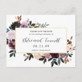 Paarse Mauve Pink Floral Save the Date Aankondigingskaart (Voorkant)