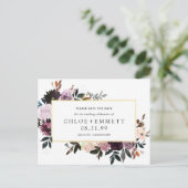 Paarse Mauve Pink Floral Save the Date Briefkaart (Staand voorkant)