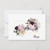 Paarse Mauve Pink Gold Peonies Rozen RSVP (Voorkant)