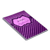 Paarse Mauve Polka Dot Striped Journal Notitieboek (Rechterzijde)