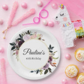 Paarse Mauve Roos Bloemen 60ste Verjaardagsfeest Papieren Bordje (Feest)