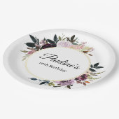 Paarse Mauve Roos Bloemen 60ste Verjaardagsfeest Papieren Bordje (Gekanteld)