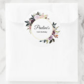 Paarse Mauve Roos Bloemen 70ste Verjaardagsfeest Ronde Sticker (Tas)