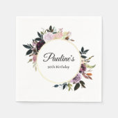 Paarse Mauve Roos Bloemen 90ste Verjaardagsfeest Servet (Voorkant)