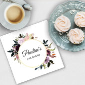 Paarse Mauve Roos Bloemen 90ste Verjaardagsfeest Servet