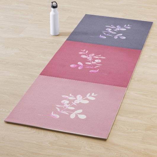 Paarse Mauve Roze Bloemen Spray Tri Kleur Yogamat (In situ)