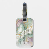 Paarse Mauve Roze Groen Goud Marmeren Kunstpatroon Bagagelabel (Achterkant verticaal)