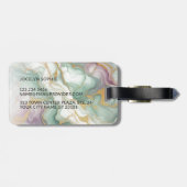 Paarse Mauve Roze Groen Goud Marmeren Kunstpatroon Bagagelabel (Achterkant horizontaal)