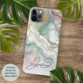 Paarse Mauve Roze Groen Goud Marmeren Kunstpatroon Case-Mate iPhone Case