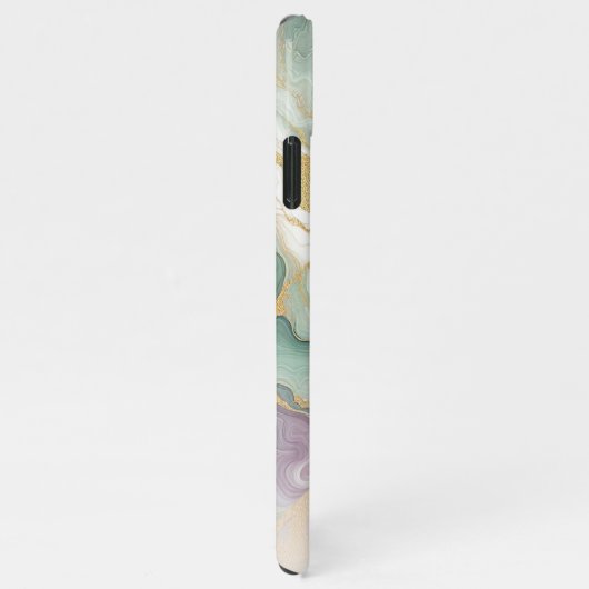 Paarse Mauve Roze Groen Goud Marmeren Kunstpatroon iPhone Hoesje (Rechterkant)