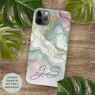 Paarse Mauve Roze Groen Goud Marmeren Kunstpatroon iPhone 11Pro Max Hoesje