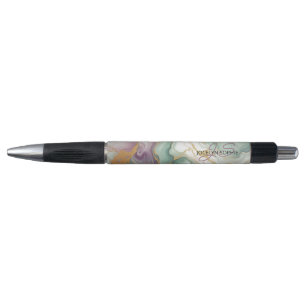 Paarse Mauve Roze Groen Goud Marmeren Kunstpatroon Pen