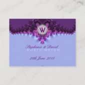 Paarse Mauve Satin Lace Weddenafel Plaatskaartje (Achterkant)