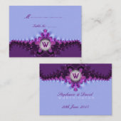 Paarse Mauve Satin Lace Weddenafel Plaatskaartje (Voorkant / Achterkant)