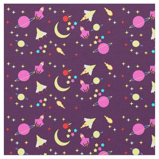Paarse Mauve Space Rocket Comet Planet Stars Moon Stof (Close Up)
