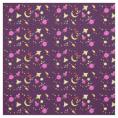Paarse Mauve Space Rocket Comet Planet Stars Moon Stof (Swatch)