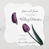 Paarse Mauve Tulp Minimalistisch Elegant Kaart (Voorkant / Achterkant)