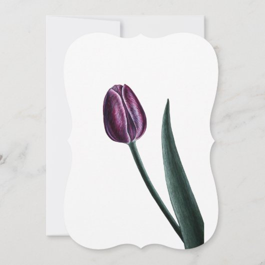 Paarse Mauve Tulp Minimalistisch Elegant Kaart (Achterkant)