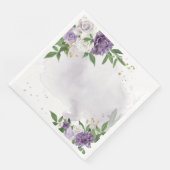 paarse mauve white floral paper diners servet (Hoek)