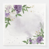 paarse mauve white floral paper diners servet (Voorkant)