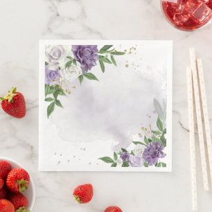 paarse mauve witte bloem papier servetten