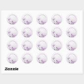 paarse Mauve & witte bloemen Ronde Sticker (Vel)