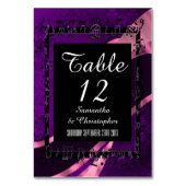 Paarse mauve, zwarte damast bruiloft kaart (Achterkant)